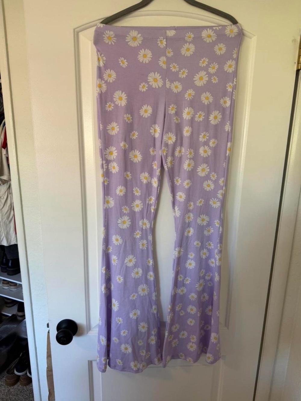 iHeartRaves Lavender Daisy Boot Cut Pants
